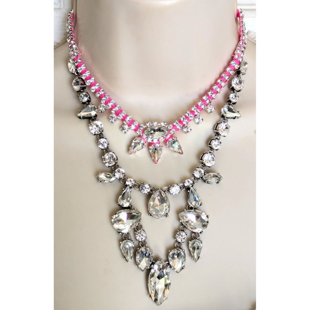 Stella & Dot Pink and Silver Statement Necklace